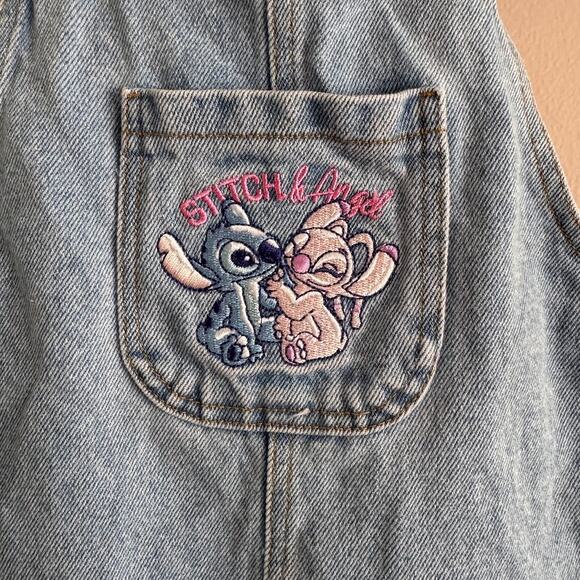 Disney Stitch and Angel Denim Jean Overall Dress Girl's 4/5 Year Y2K Style - Picture 7 of 7